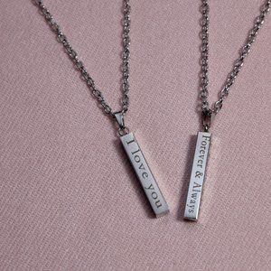 1 I love you Stainless-Steel Engraved Silver Necklace.
